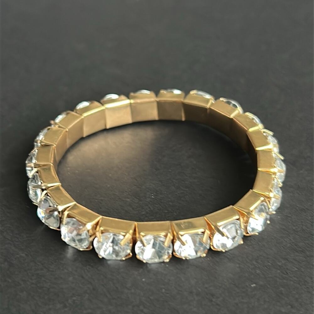 Women’s vintage‎ gold tone crystal bracelet one size stretches - Picture 5 of 6